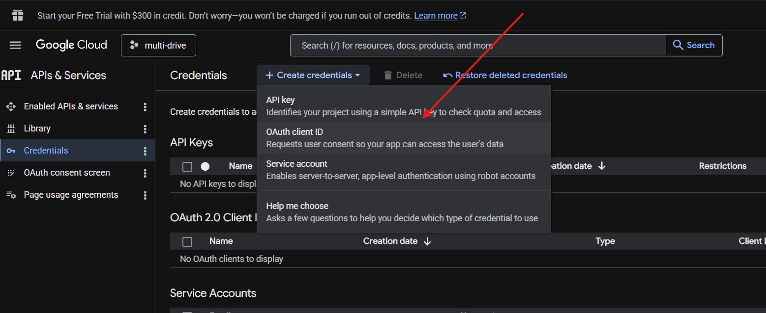 Choose OAuth client ID type